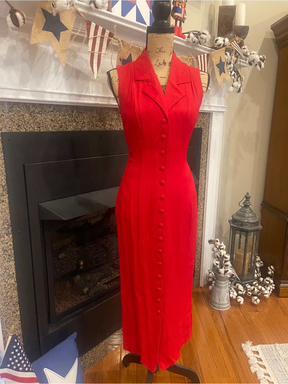 Vintage Y2K Charlotte Russe Red Corset Sleeveless Collared Button Down Dress